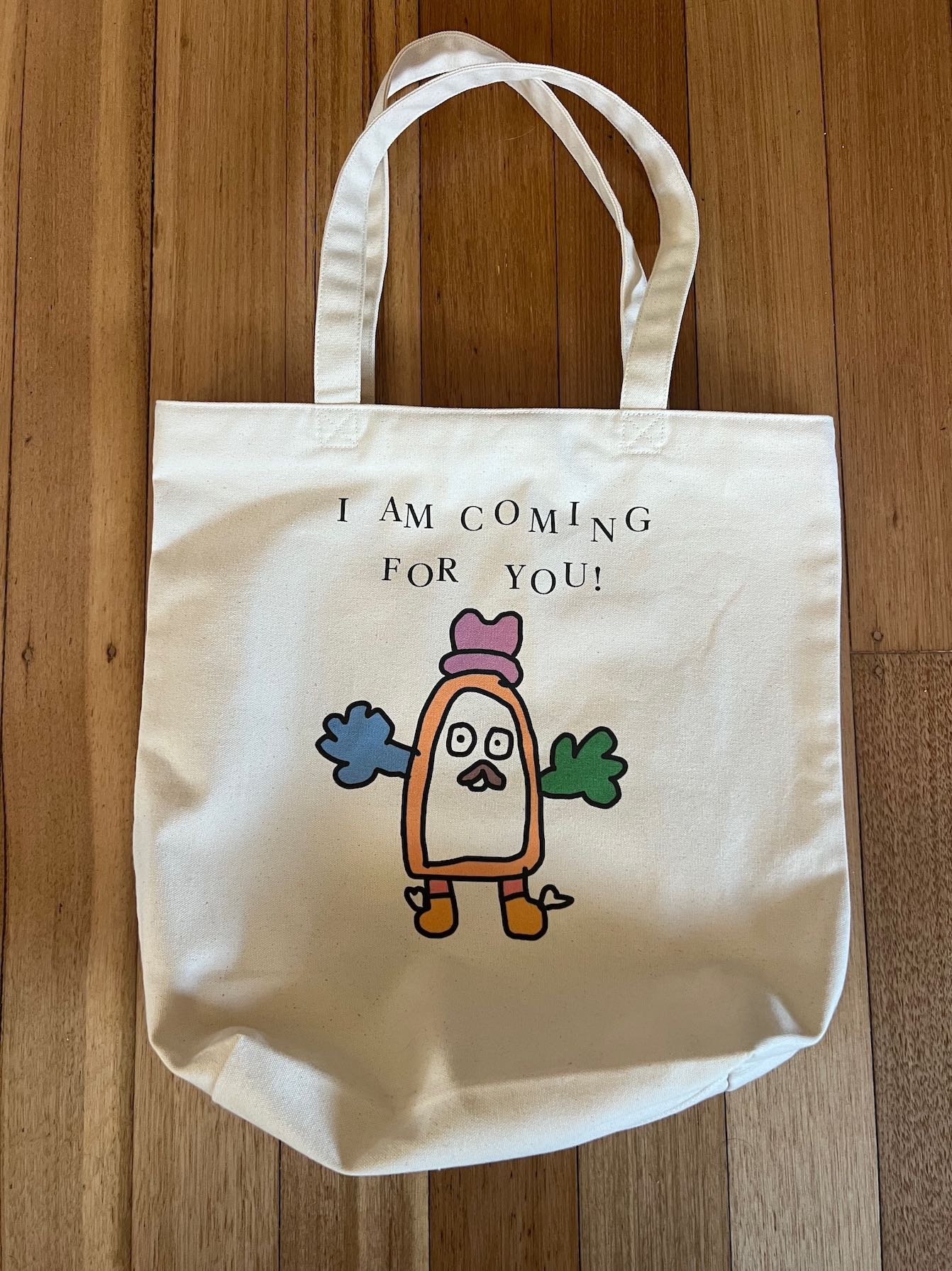 Large tote bag with single Bed Bug character